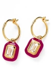 Missoma Stone & Enamel Charm Hoop Earrings In Pink/ Gold