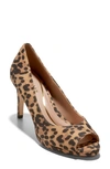 Cole Haan Drado Peep Toe Pump In Leopard Print Suede