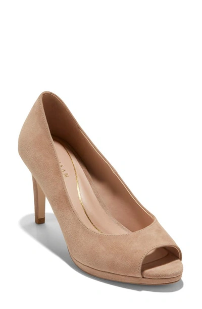 Cole Haan Drado Peep Toe Pump In Whiskey Suede