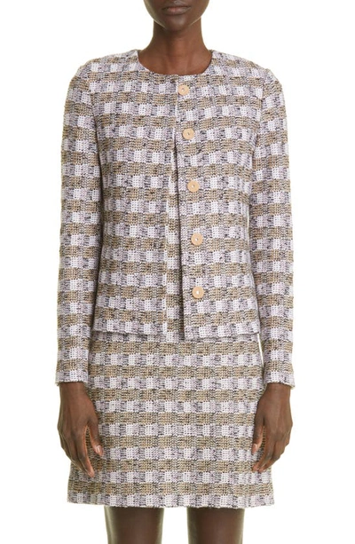 St John Tweed Jacket In Camel Multi