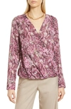 Halogen Cross Front Blouse In Pink Pebbles Print