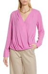 Halogen Cross Front Blouse In Pink Rosebud