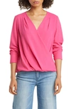 Halogen Cross Front Blouse In Pink Magenta