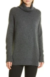 Nordstrom Signature Turtle Neck Cashmere Tunic Sweater In Grey Dark Charcoal Heather