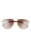 Rag & Bone 59mm Aviator Sunglasses In Gold Brown Havana / Brown