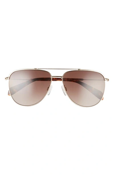 Rag & Bone 59mm Aviator Sunglasses In Gold Brown Havana / Brown