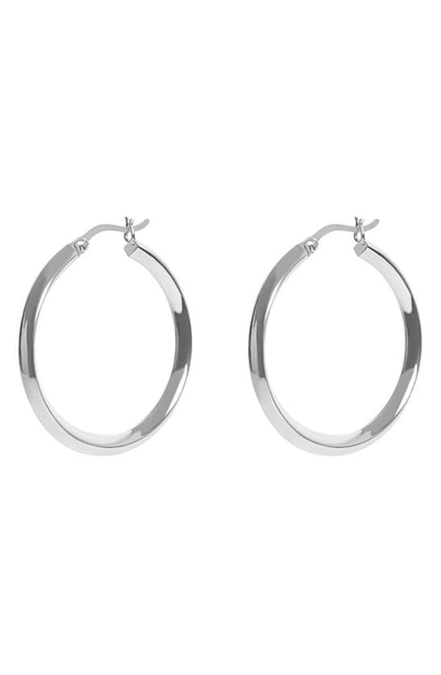 Argento Vivo Sterling Silver Knife Edge Hoop Earrings In Silver