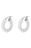 Argento Vivo Sterling Silver Tube Huggie Hoop Earrings In Silver