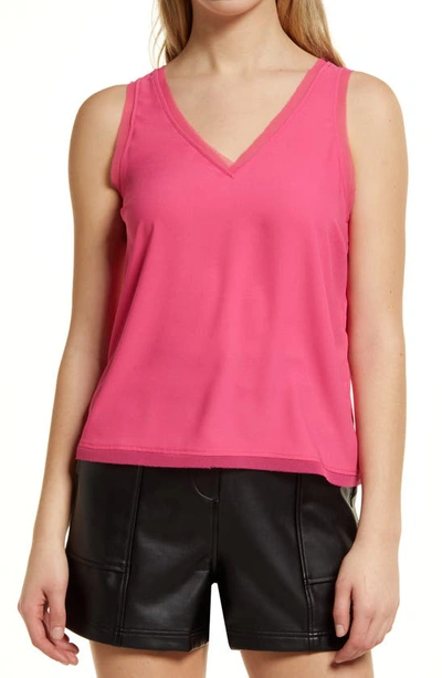 Halogen Raw Edge Tank In Pink Magenta