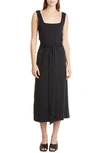 Vince Belted Square Neck Midi Dress In Coastal