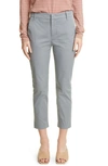 Vince Crop Stretch Cotton Chinos In Light Slate