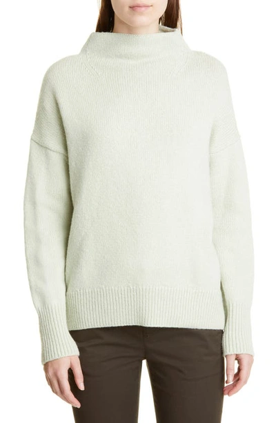 Vince Marled Funnel Neck Wool Blend Sweater In Green