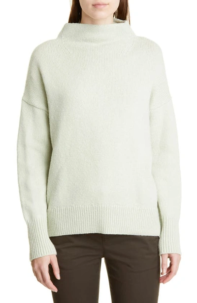 Vince Marled Funnel Neck Wool Blend Sweater In Celery/ Off White