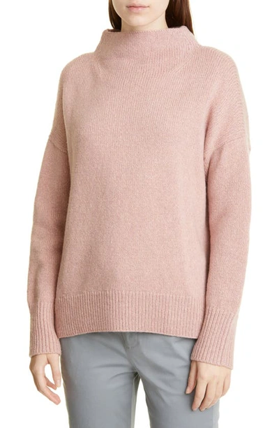 Vince Marled Funnel Neck Wool Blend Sweater In Dark Blush/ Pink Shell