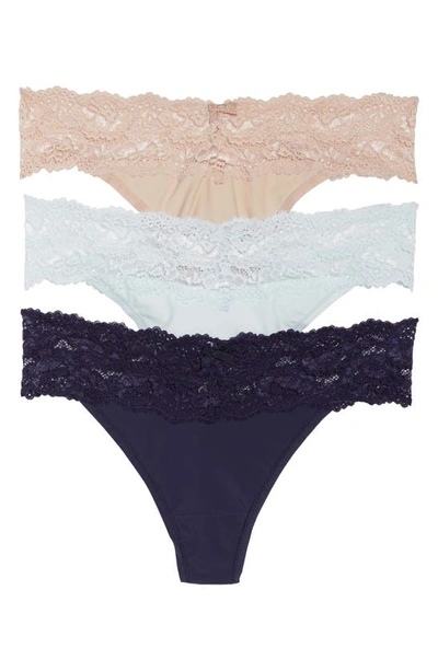Skarlett Blue 3-pack Goddess Lace Thongs In Md/rom/con