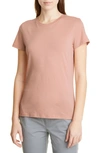 Vince Essential Pima Cotton Crewneck Top In Light Blush Sand