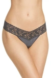 Hanky Panky Stretch Cotton Low Rise Thong In Granite