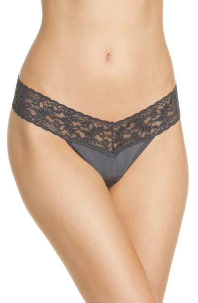Hanky Panky Stretch Cotton Low Rise Thong In Granite