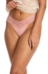 Hanky Panky Stretch Cotton Low Rise Thong In Cotton Candy