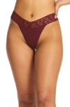 Hanky Panky Stretch Cotton Original Rise Thong In Cabernet Red