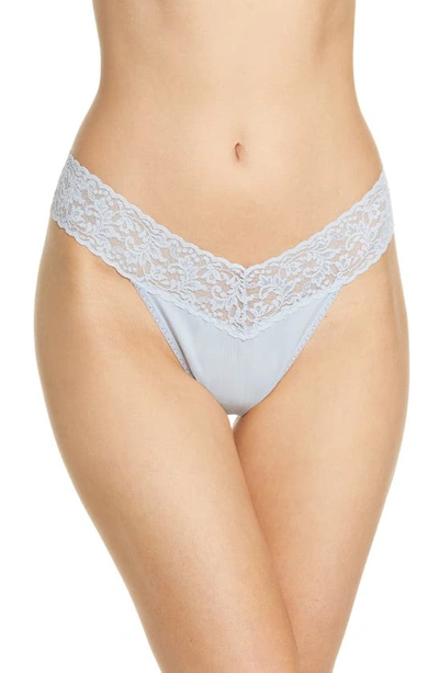 Hanky Panky Stretch Cotton Original Rise Thong In Dove Grey