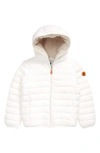 Save The Duck Kids' Rob Hooded Puffer Coat In Off White