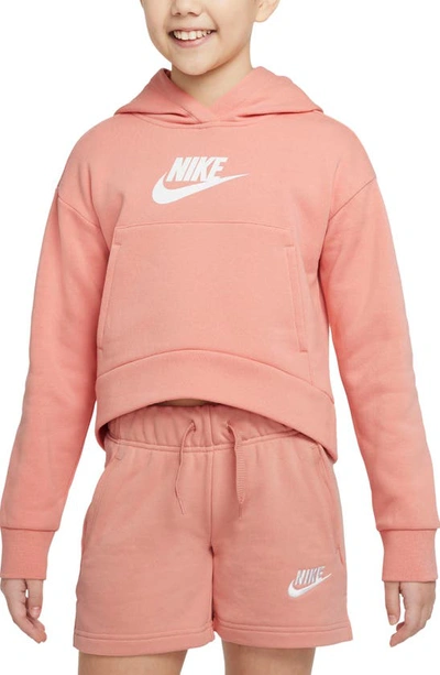 Nike Sportswear Kids' Club Fleece Hoodie In Madder Root/ White