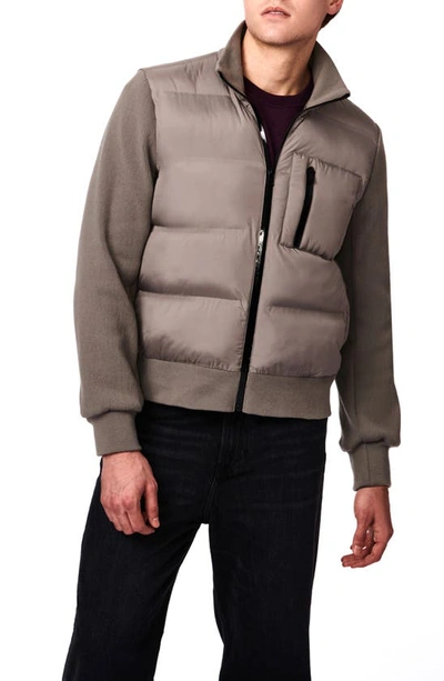 Bernardo Glue Seamed Knit Combo Bomber Jacket In Tornado