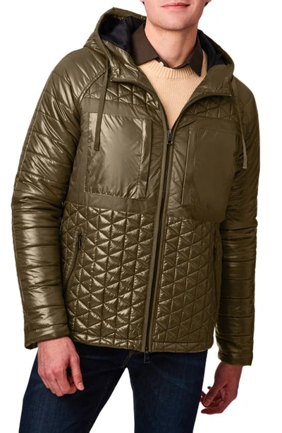 Bernardo Lightweight Quilted Hoodie Jacket In Olive