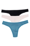 On Gossamer 3-pack Mesh Thongs In Niagra/ Mauve Chalk/ Black