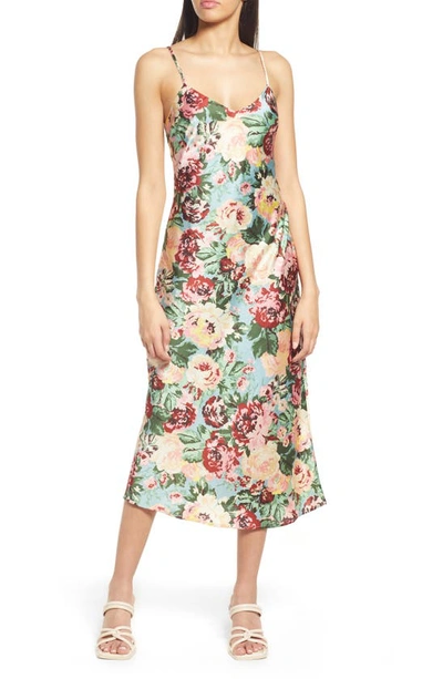 Lost + Wander Emerald Eyes Midi Dress In Teal Multi Floral