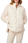 Bernardo Mixed Media Ecoplume™ Puffer Jacket In Warm White/ White