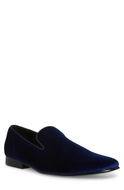 Steve Madden Men's Laight Velvet Smoking Slipper Men's Shoes In Blue Velvet