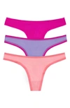 On Gossamer Hip G Thongs, Set Of 3 In Rhododendron / Purple/ Pink