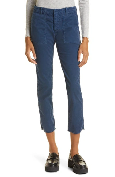 Nili Lotan Jenna Slim Crop Stretch Twill Pants In Teal