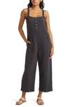 Billabong Stargazer Cotton Jumpsuit In Off Black