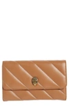 Kurt Geiger Soho Drench Leather Wallet On A Chain In Light/ Pastel Brown