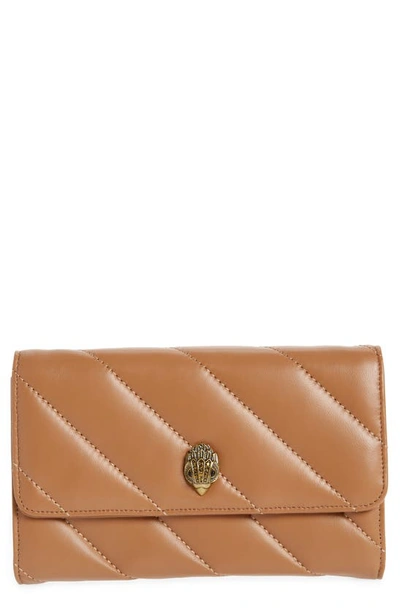 Kurt Geiger Soho Drench Leather Wallet On A Chain In Light/ Pastel Brown