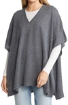 Nordstrom V-neck Wool & Cashmere Poncho In Grey Dark Heather