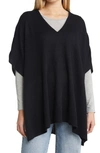 Nordstrom V-neck Wool & Cashmere Poncho In Black Rock