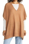 Nordstrom V-neck Wool & Cashmere Poncho In Cashew