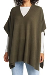 Nordstrom V-neck Wool & Cashmere Poncho In Olive Dark Heather