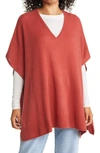 Nordstrom V-neck Wool & Cashmere Poncho In Red Cedar