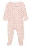 Nordstrom Babies' Print Cotton Footie In Pink Frosty Hearts
