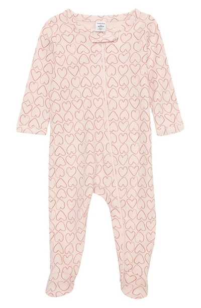 Nordstrom Print Cotton Footie In Pink Frosty Hearts