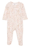 Nordstrom Babies' Print Cotton Footie In White Doodle Floral