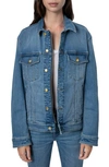 Zadig & Voltaire Kase Rock Stud Denim Jacket In Light Blue