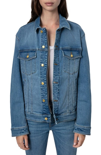 Zadig & Voltaire Kase Rock Stud Denim Jacket In Nocolor