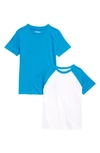 Nordstrom Kids' Assorted 2-pack Organic Cotton T-shirts In Blue- White Pack