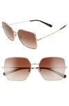 Dolce & Gabbana 57mm Gradient Square Sunglasses In Gold/ Brown Gradient